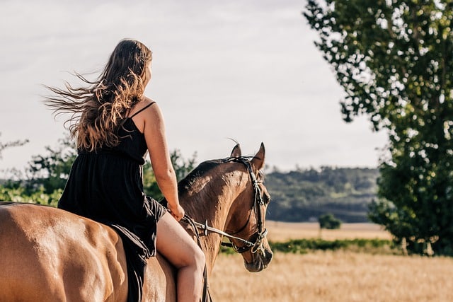 Vrouw rijdt op een paard